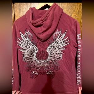 Harley Davidson women’s zipper hoodie. Size medium. Pink.